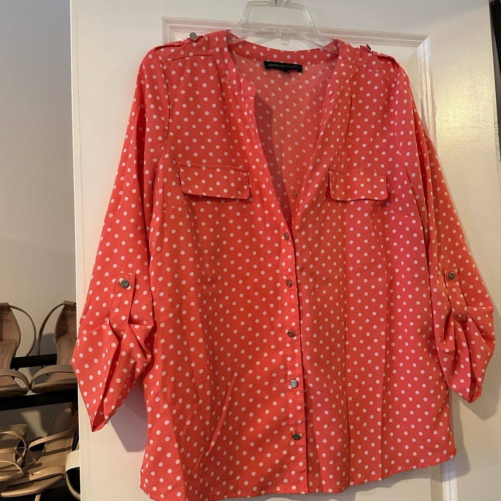 Polka Dot Button-Up Blouse